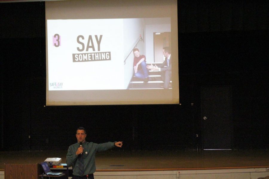 Freedom+Area+Middle+School+principal+Mr.+Smith+introduces+Safe2Say+Something+program+to+middle+school+students+at+an+assembly+on+Oct.+2