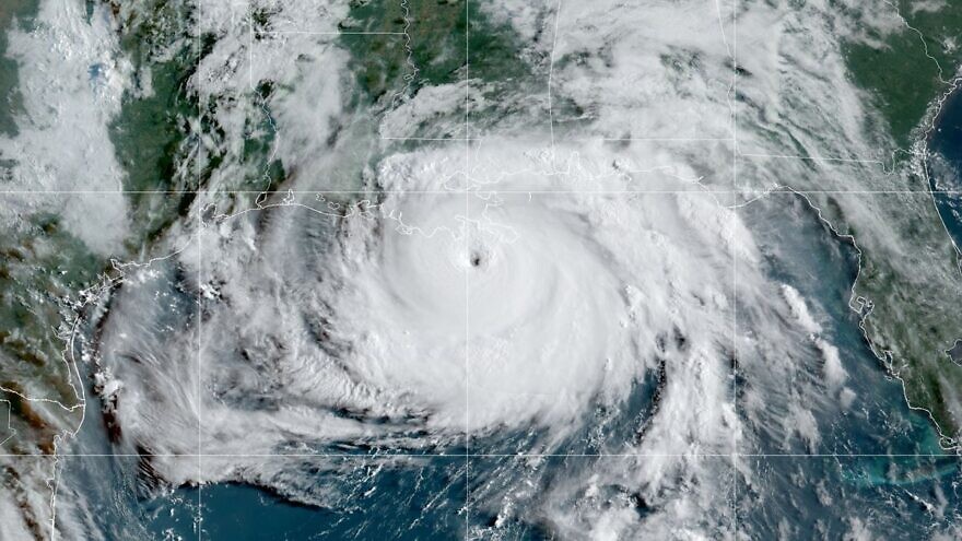 A satellite image of Hurricane Ida over the Gulf of Mexico.