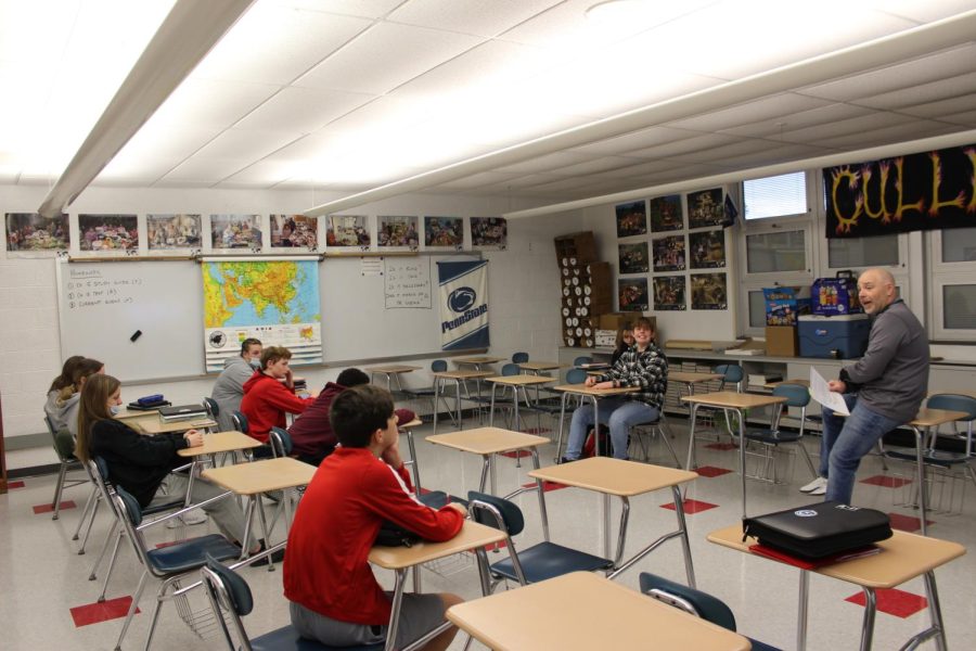  Mr. Culler teaches his 1st period class in his classroom on a Monday kindness day.
Photographer: Nick Metzger
