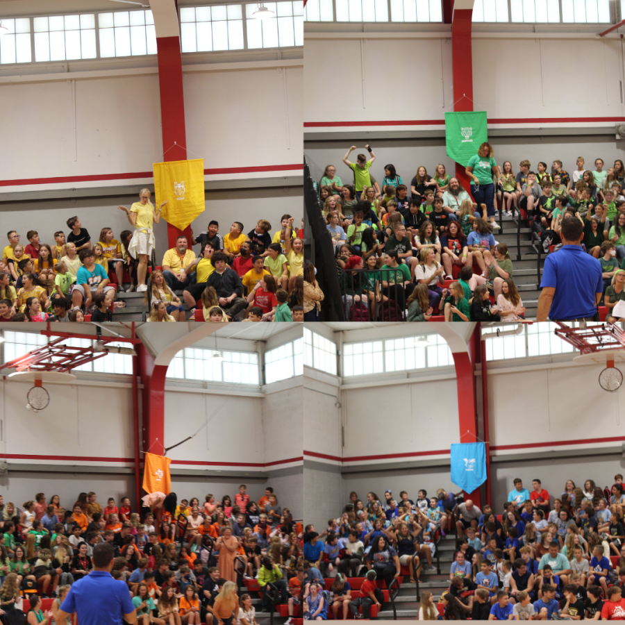 At+the+PAWS+assembly+in+the+gym+on+Sept.+2%2C+the+house+mascots+were+revealed.+Students+sat+with+their+designated+houses.+%0A