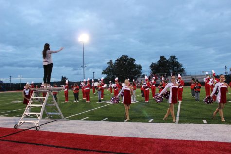 The Freedom Marching Band on Friday, October 7, marching at homecoming, with seventh and eighth grade band members included.
