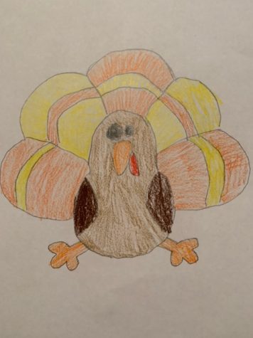 Turkey drawn by Abigail Tedesco to represent a turkey related to the population dropping
