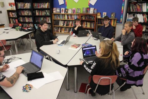  Mr. Dierickson continues the D & D adventure in his classroom on Wednesday, Jan. 11. 
Photo by: Anna Majors
