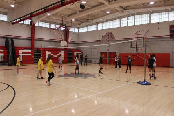 Teams Goats and Bulldogs play a match in the volleyball tournament on Wednesday the 17th. 
