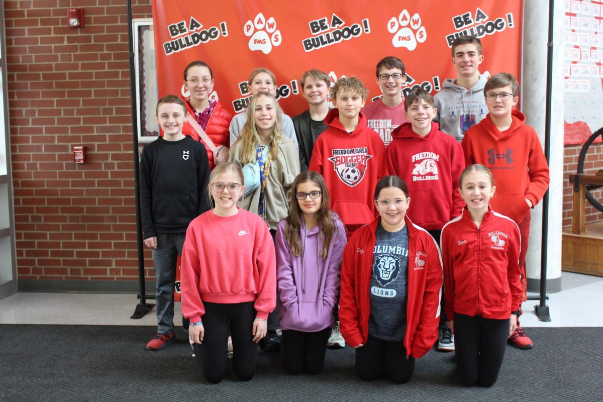 The Academic Games students stand in the lobby before the Presidents competition on Feb. 25.
