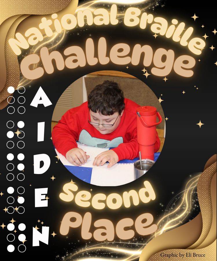 Aiden Holsinger won second place in the Braille Challenge. 