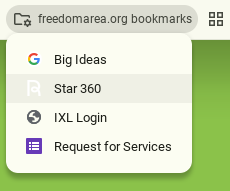 To request a meeting with one of the counselors, go to the freedomarea.org Bookmarks tab on your Chrome web browser and click on the form “Request for Services.”