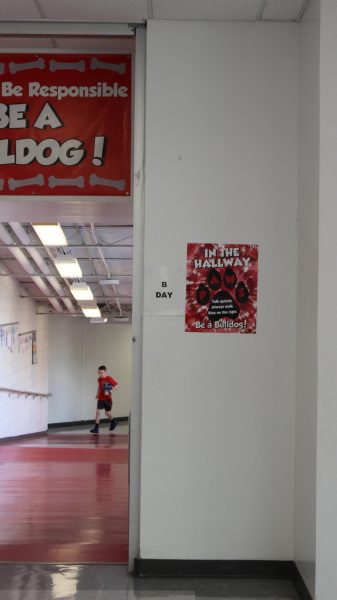 The sign at the beginning of the 5-6 hallway shows whether it’s an A or B day.