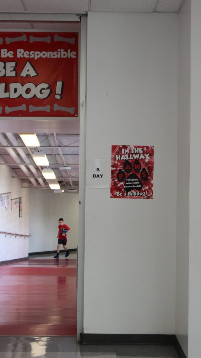 The sign at the beginning of the 5-6 hallway shows whether it’s an A or B day.