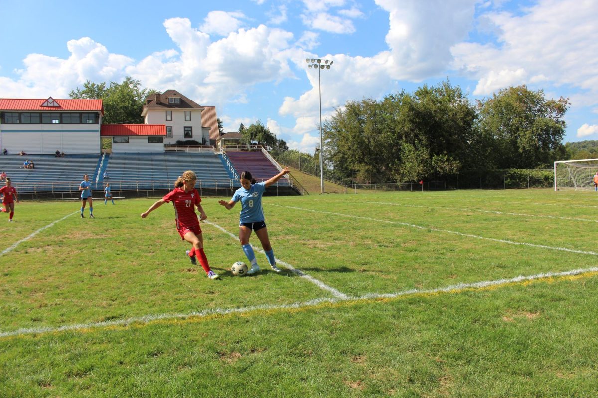 Eleni Kwidis and a Central Valley player fight for the ball while playing Central Valley on  September 2