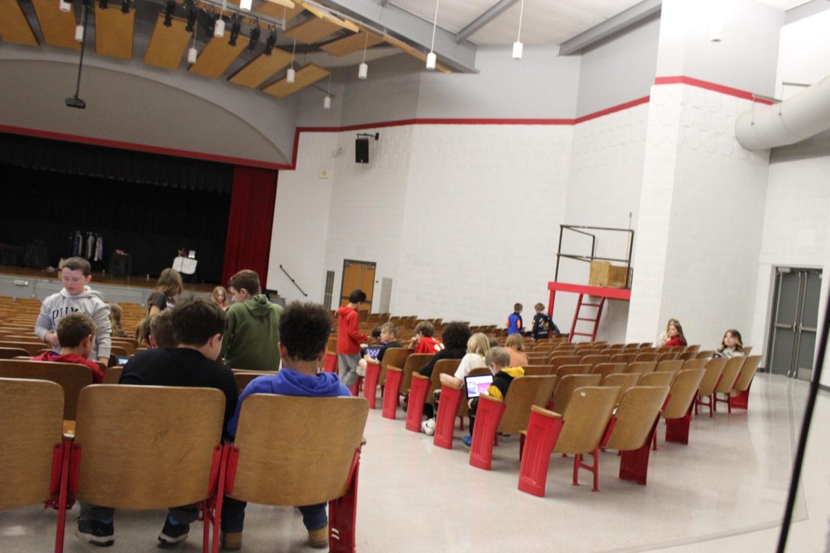 Kids hanging around the auditorium during rec time on March 26, 2026.